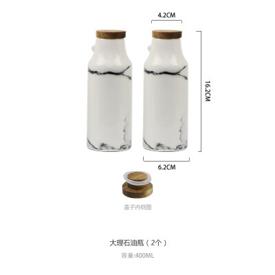 Marmor keramisk olje eddik saus gryte dispenser soya flaske porselen sesong pepper krydder krukke kjøkkenverktøy salt og pepper shaker: 2 oljeflasker