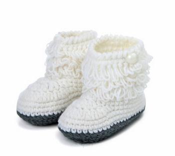 Babysko ny strik baby blød bund småbørnssko høj hjælp høj dåse støvler baby baby sko og sokker 11cm: Hvid