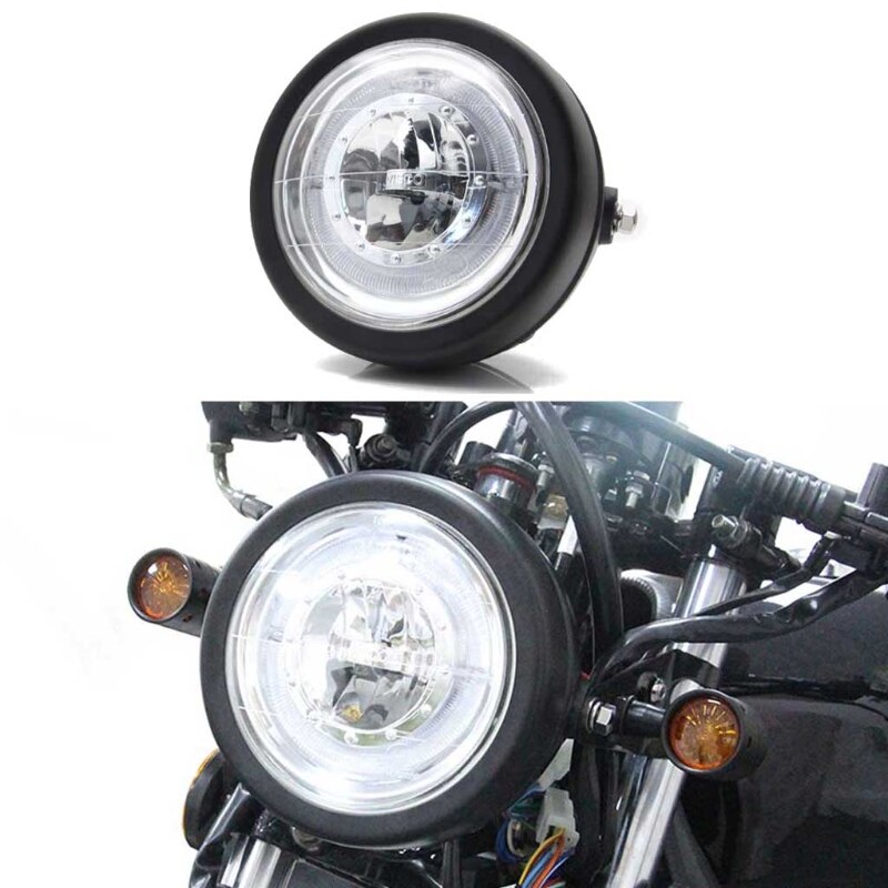 Universal 6.5 Inch LED Motorcycle Headlight Hi / Lo Beam Angel Eye Headlamp Motorbike Fog Lamp