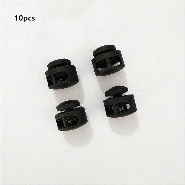 50 stücke Multi Farben Kunststoff Paracord Schnürsenkel Schnur Schloss Klemme 2 See Umschalten Clip Stopper Schnürsenkel Schnur Schnallen Teile Zubehör: 10Stck Schwarz