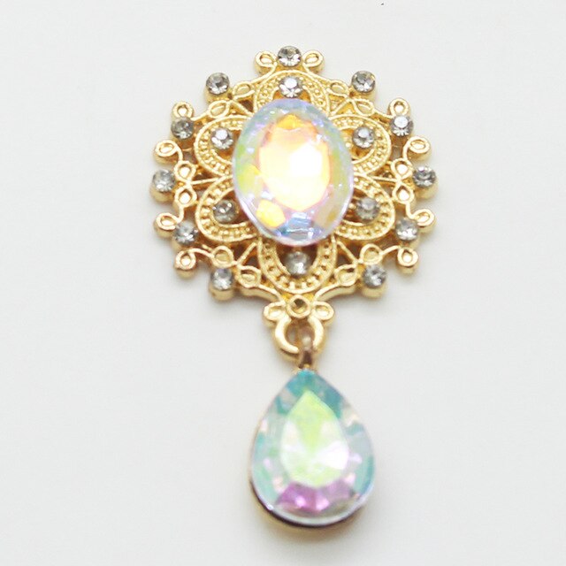 5 flache broschenanhänger, 25*45mm zarte, glänzende broschen aus goldfarbenem metall, dekorative kristall-hochzeitseinladungsideen: 7