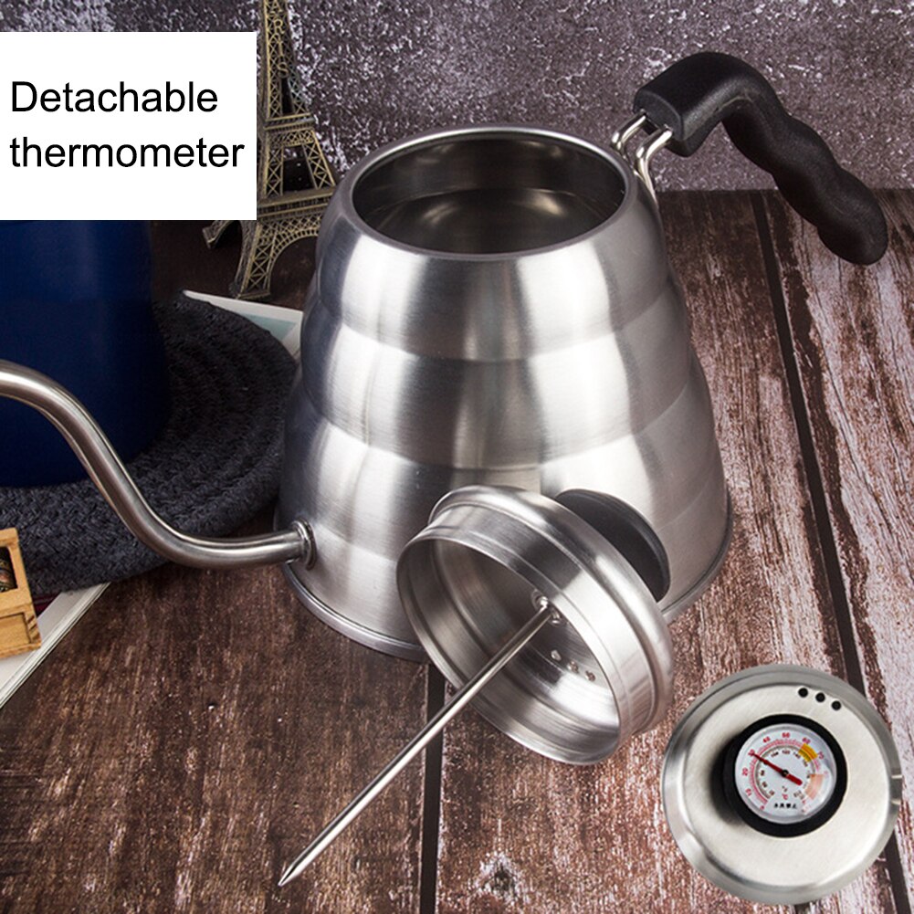 1.2L Coffee Tea Kettle Stainless Steel Coffee Pot With Thermometer Gooseneck Thin Spout for Pour Over Kettle For Kitchen Offcie