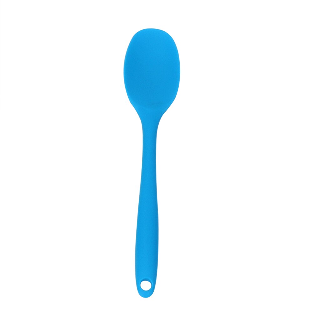 Cuchara mezcladora de silicona para cocina, cucharas para sopa, utensilios de cocina de mango largo, espátula para masilla de pastel: Azul