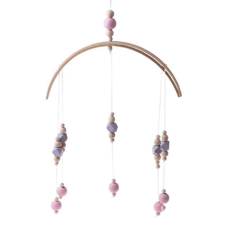 Nordic Baby Rattle Toys Wooden Beads Crib Wind Chimes Newborn Bed Hanging Toy