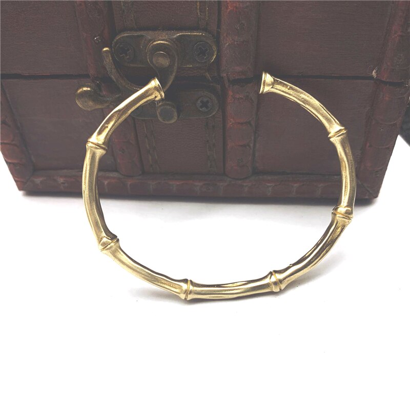 Pulsera de cobre puro de bambú para mujer, brazalete de Metal de latón antiguo, estilo Punk, a la , , en forma de C