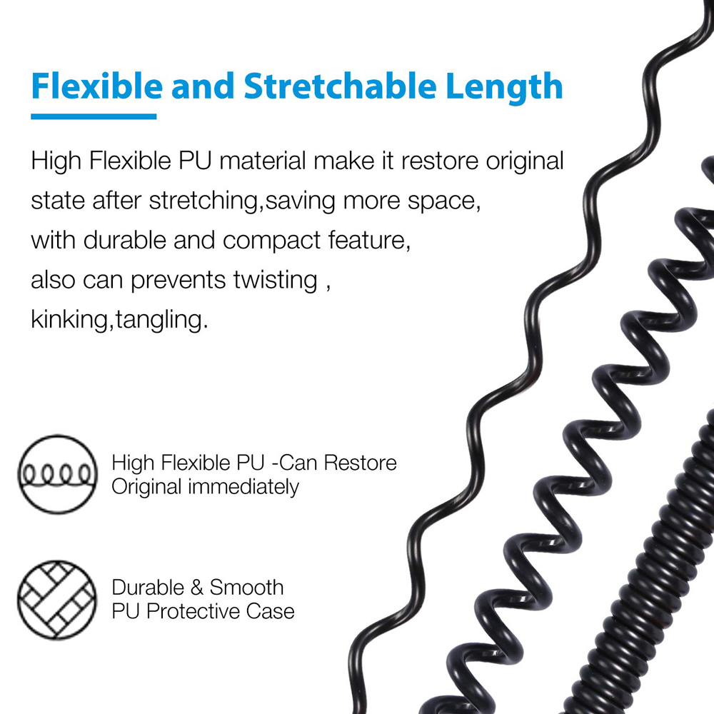 Poyatu ATH-M50xBT Cable en espiral de alivio de resorte para Audio-Technica ATH-M50xBT2 M50xBT ATH-SR50BT Cables para auriculares Cable