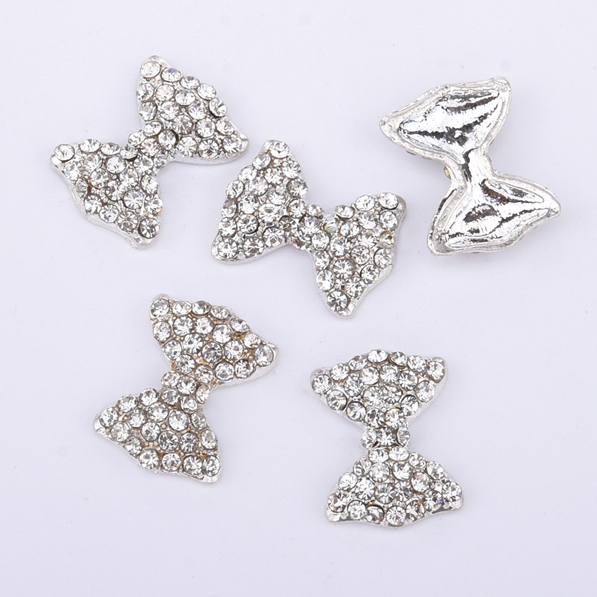 10 pièces Strass 3d ongle noeud papillon cristal ab perle nail art décoration métal bijoux à breloques pour ongles Y153 ~ 160