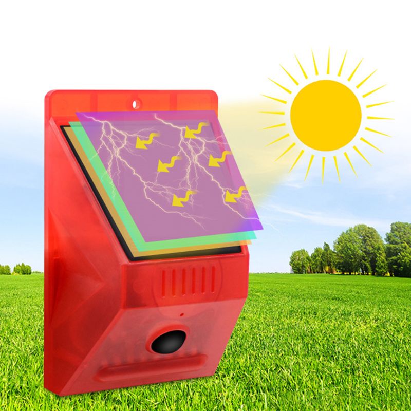 Solar Strobe Alarm Motion Detector with Remote Control Siren Multipurpose for Home Farm Chair Villa Security Device