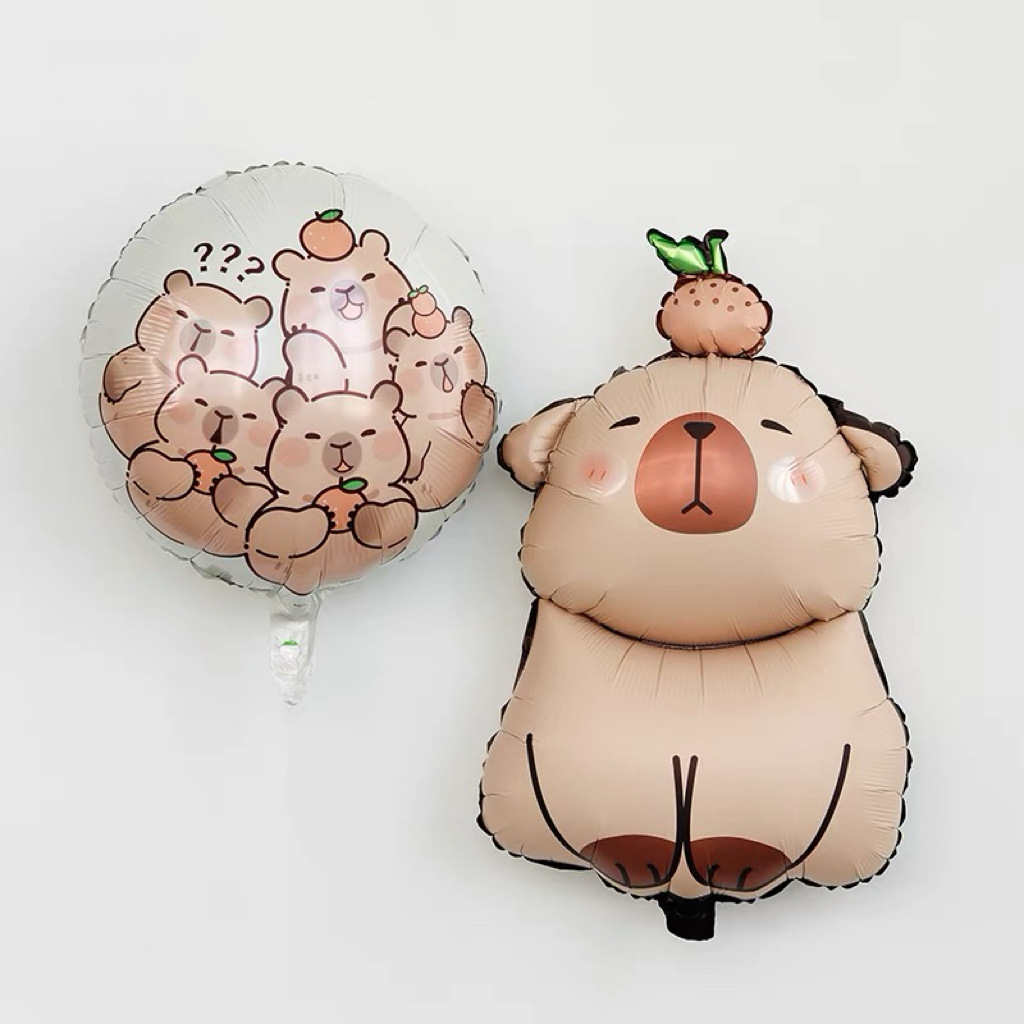 Juego de Globos con tema de capibara de dibujos animados, decoraciones para de cumpleaños de animales para niños con número de lámina de caramelo de 32 pulgadas, Globos para Baby Shower, juguete de