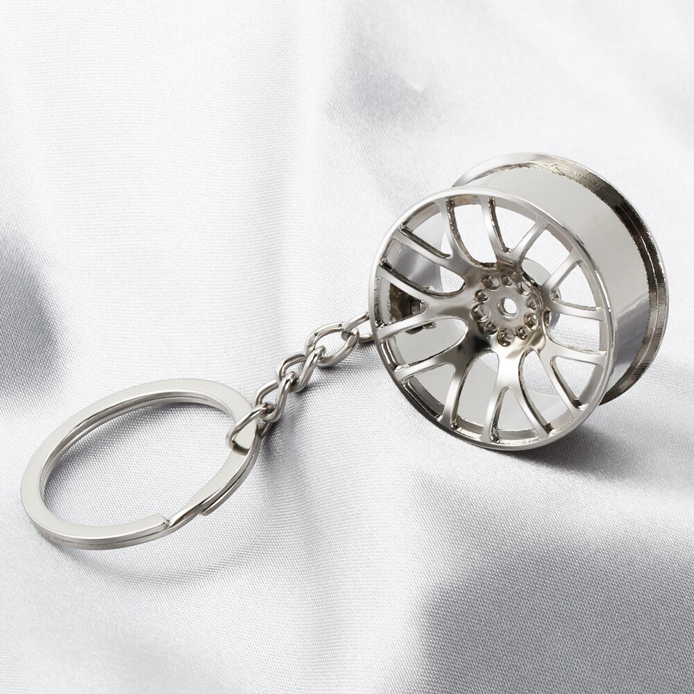 Car keychain Wheel Rim Key Chain for Jeep Grand Cherokee Compass Commander Wrangler Rubicon Patriot Renegade Liberty: Silver