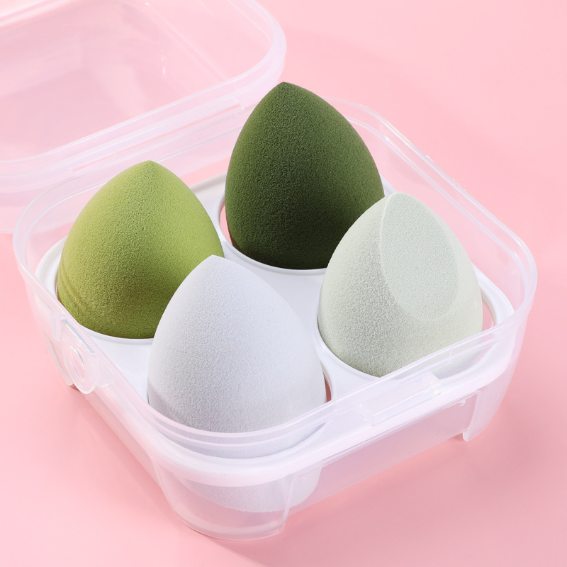Éponge de maquillage bouffante de poudre, 4 pièces, sèche et humide, boule cosmétique de beauté, fond de teint, bouffante de poudre, coupe biseautée, outils