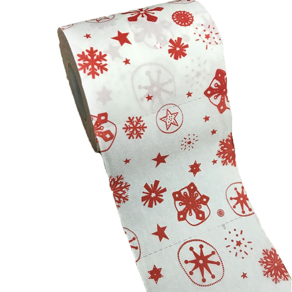 Papier de rouleau de noël, dessin animé mignon Santa Elk flocon de neige impression serviettes en papier pour le marché des toilettes de l'école de fête de la maison: G