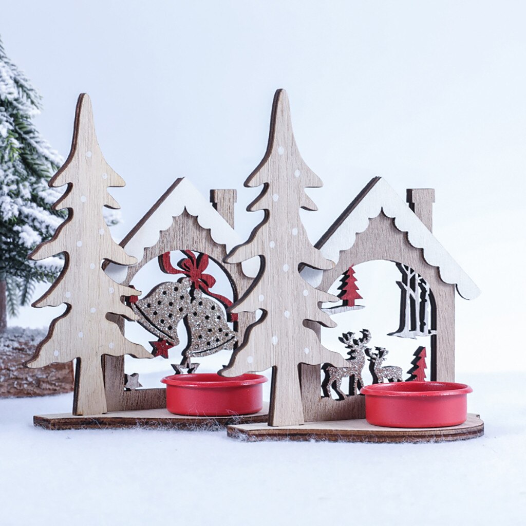 Velas para mesa de madera de Navidad Diy creativas, portavelas de madera, Decoración de mesa, vela, linterna, decoración del hogar #20
