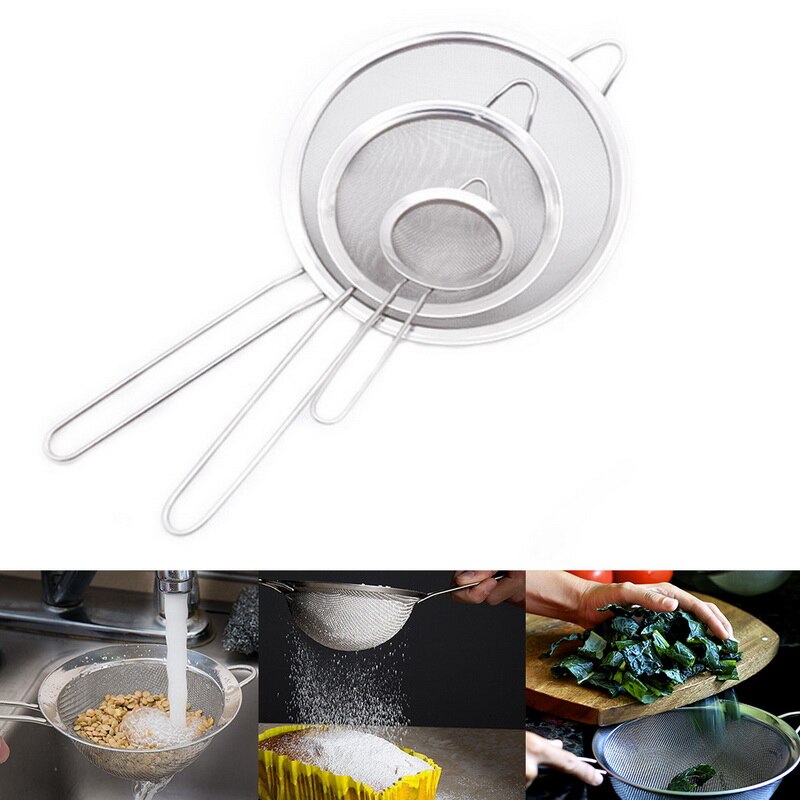 0.28mm Stainless Steel Mesh Flour Sifter 15cm Dia Pastry Icing Sugar Shaker Sieve Cup Baking Tool Kitchen Accessories: G218828A
