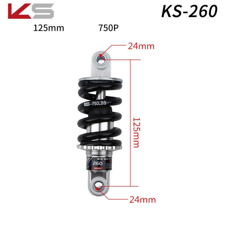 Ks støddæmper mtb mountainbike bagdæmper fjederdæmper 120-190mm el-scooter folde cykeldele: Ks -260 125mm 750p