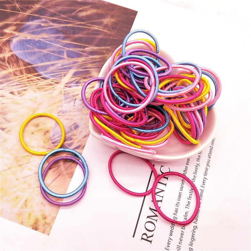 100pcs Hair Bands - 3cm Nylon Rubber Bands - Children Safe Elastic Ponytail Holder