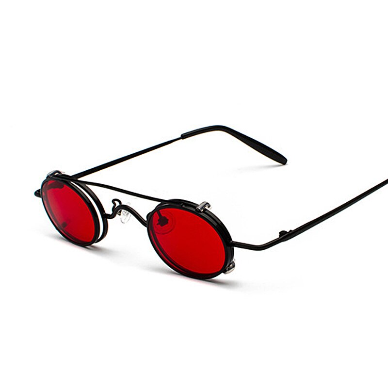 FS YURI YUAN retro rot Linse Steampunk Sonnenbrille Männer Kleine Größe Metall Rahmen Oval Gläser Doppel Objektiv Abnehmbare Punk Sonne gläser: C8