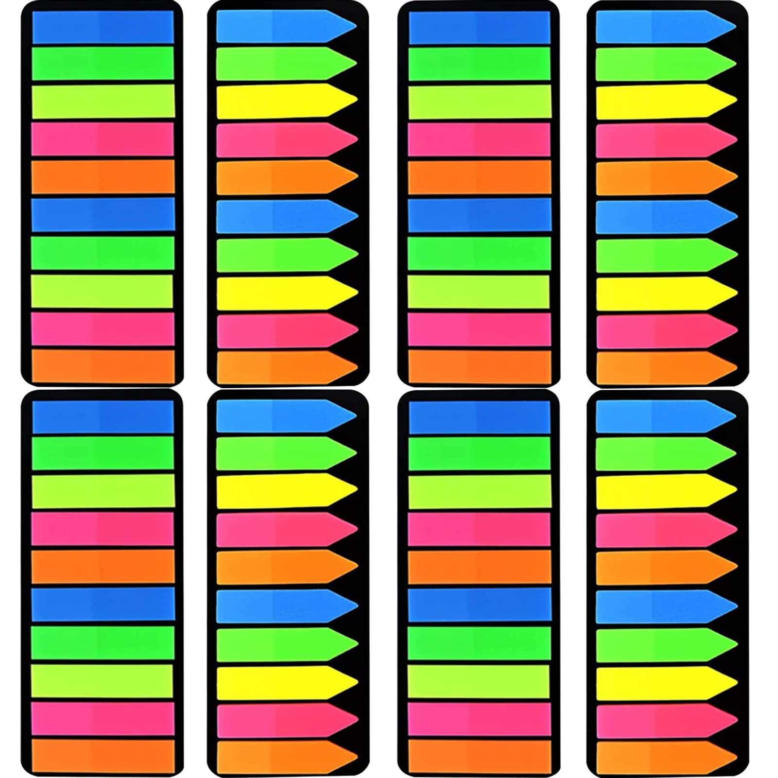 Marcadores de página de PET, pestañas de índice adhesivas, pestañas de bandera de flecha de colores brillantes para anotaciones de libros, etiquetas de clasificación de archivos grabables