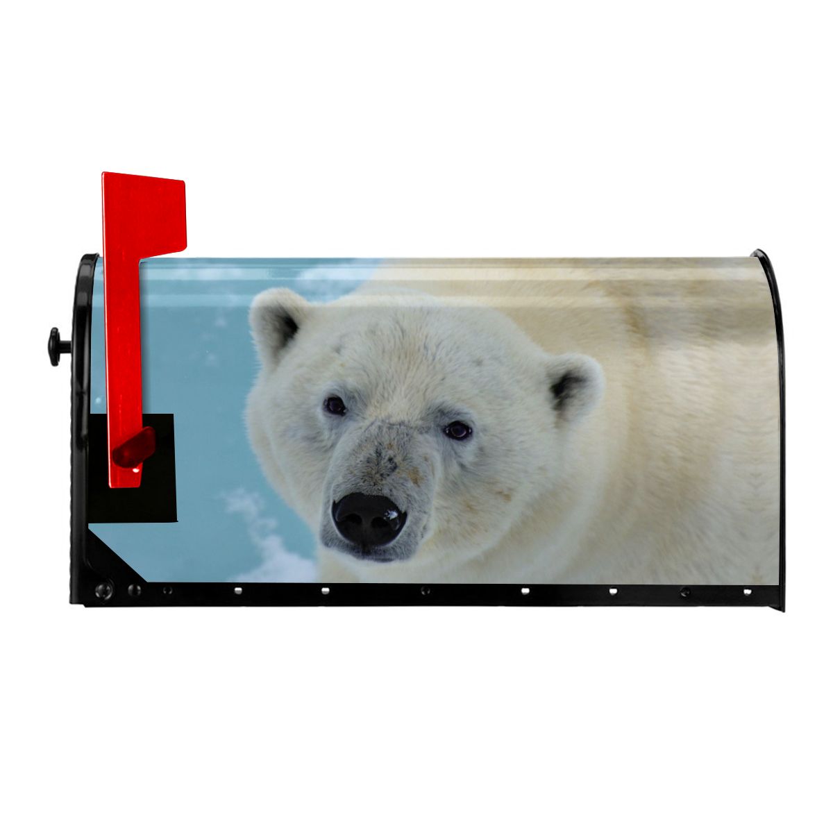 Lovely White Polar Bear Mailbox Cover ChristmasMailbox Wraps Magnetic Post Box Cover for Garden Yard: M