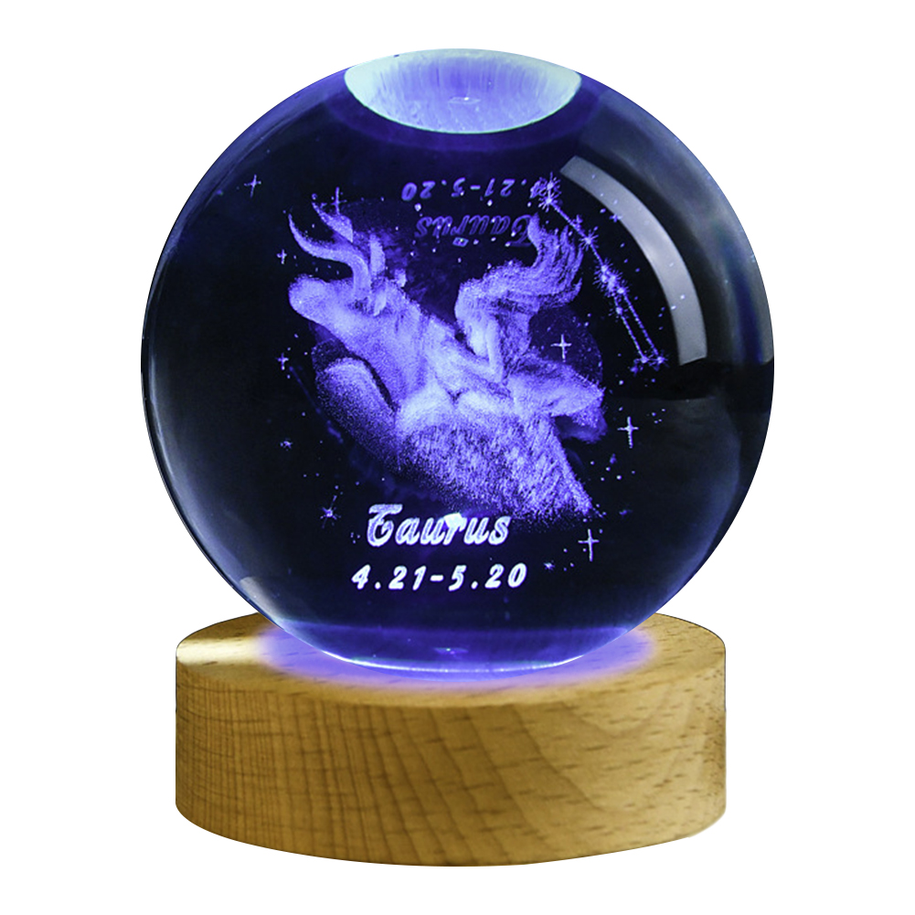 Usb 3d Kristallen Bol 12 Constellatie Led Nachtlampje Decor Lichtgevende Projectoren Slaapkamer Decor Nachtlampgeschenken Voor Kinderen Paar: L / marine