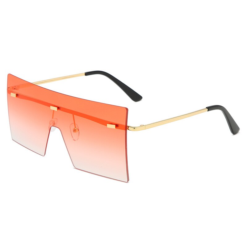 Unisex Mode Oversized Grote Zonnebril Vrouwen Beroemde Trendy Een Stuk Zonnebril Vrouwelijke Mannen Masker Zonnebril UV400: Orange
