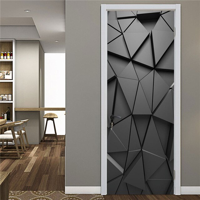 Gör-det-själv-väggmålning vattentät tapet självhäftande geometri trappor dörrklistermärke print bild renovering sovrum heminredning: Dörr xrk 863-02 / 77 x 200cm