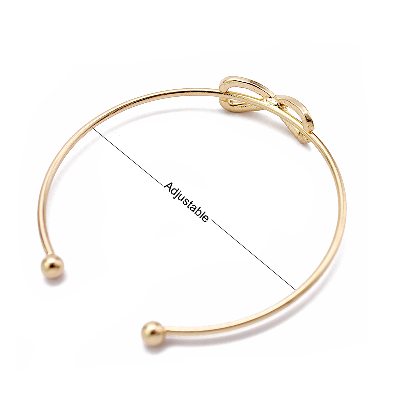 Eenvoudige Infinity Manchet Bangle Voor Vrouwen Goud/Zilver Kleur mode-sieraden Crystal Rhinestone Boog Opening Bangles Armbanden