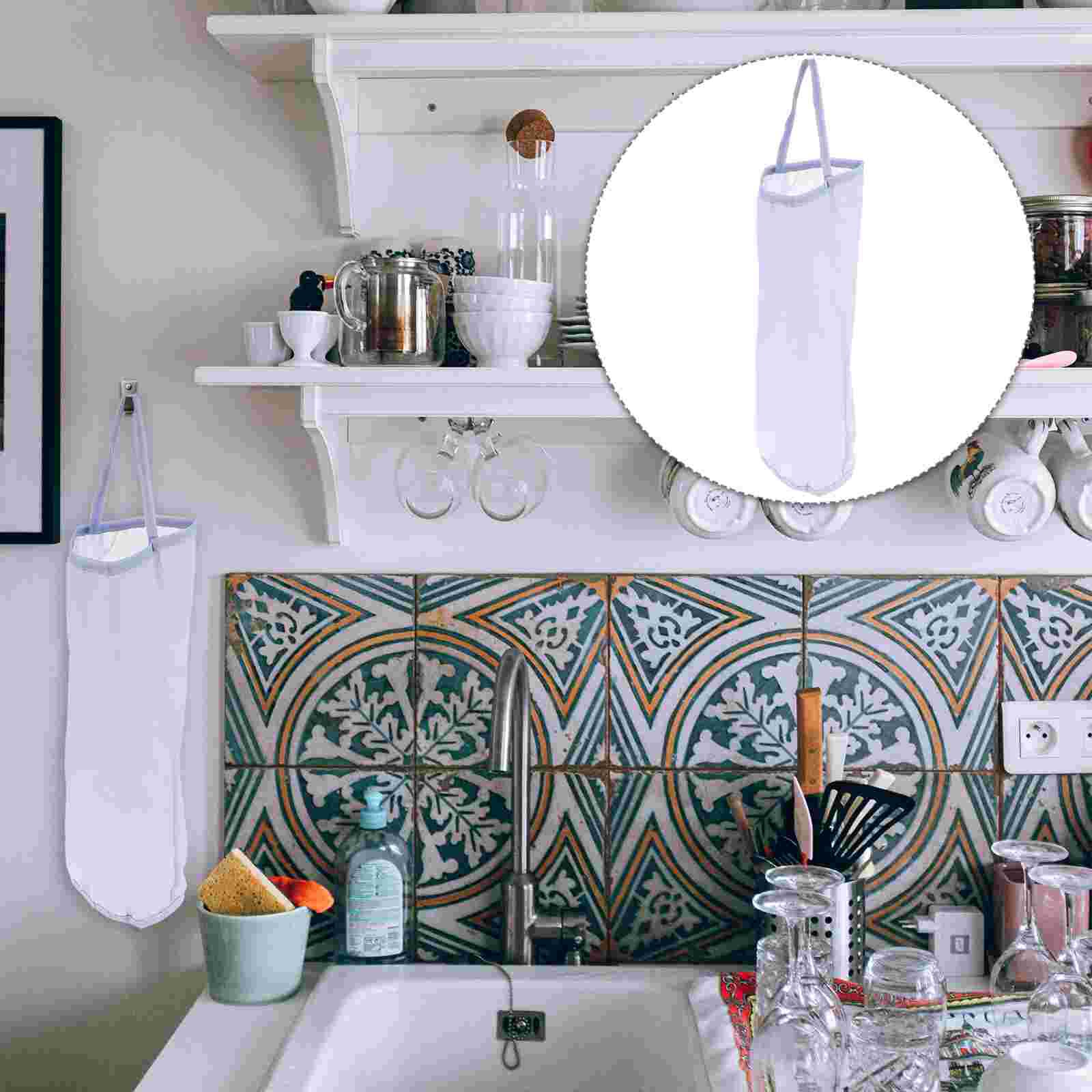 Kitchen Wall Mount Grocery Bag Dispenser Plastic Bag Holder Garbage Bag Organizer