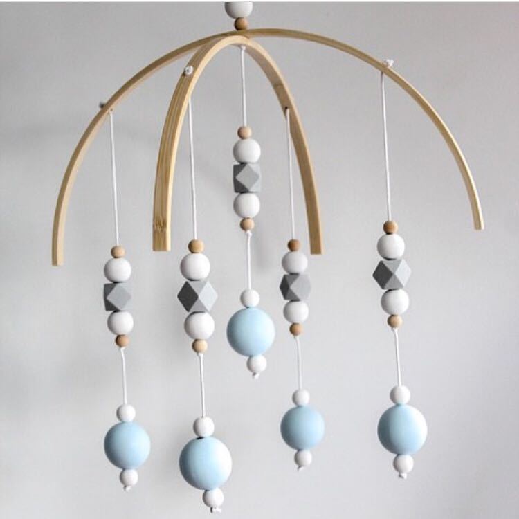 Baby Rammelaar Mobiele Speelgoed Houten Kralen Crib Speelgoed Bed Opknoping Pasgeboren Windgong Bel Nordic Kinderkamer Decoratie Fotografie Rekwisieten: 8