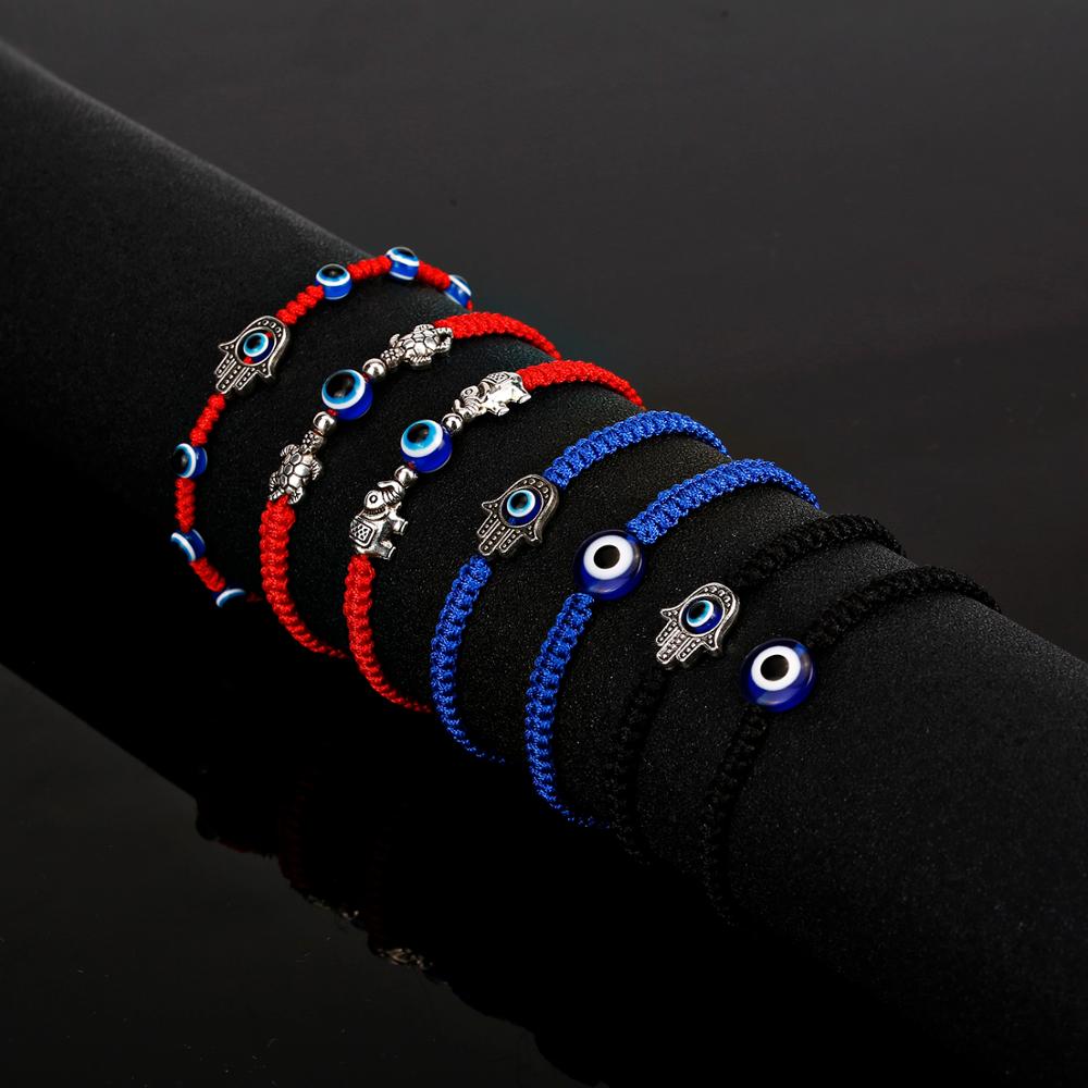 Lucky Rood Zwart String Discussie Armbanden Blue Evil Eye Charm Armbanden Vrouwen Handgemaakte Gevlochten Touw Geluk Sieraden