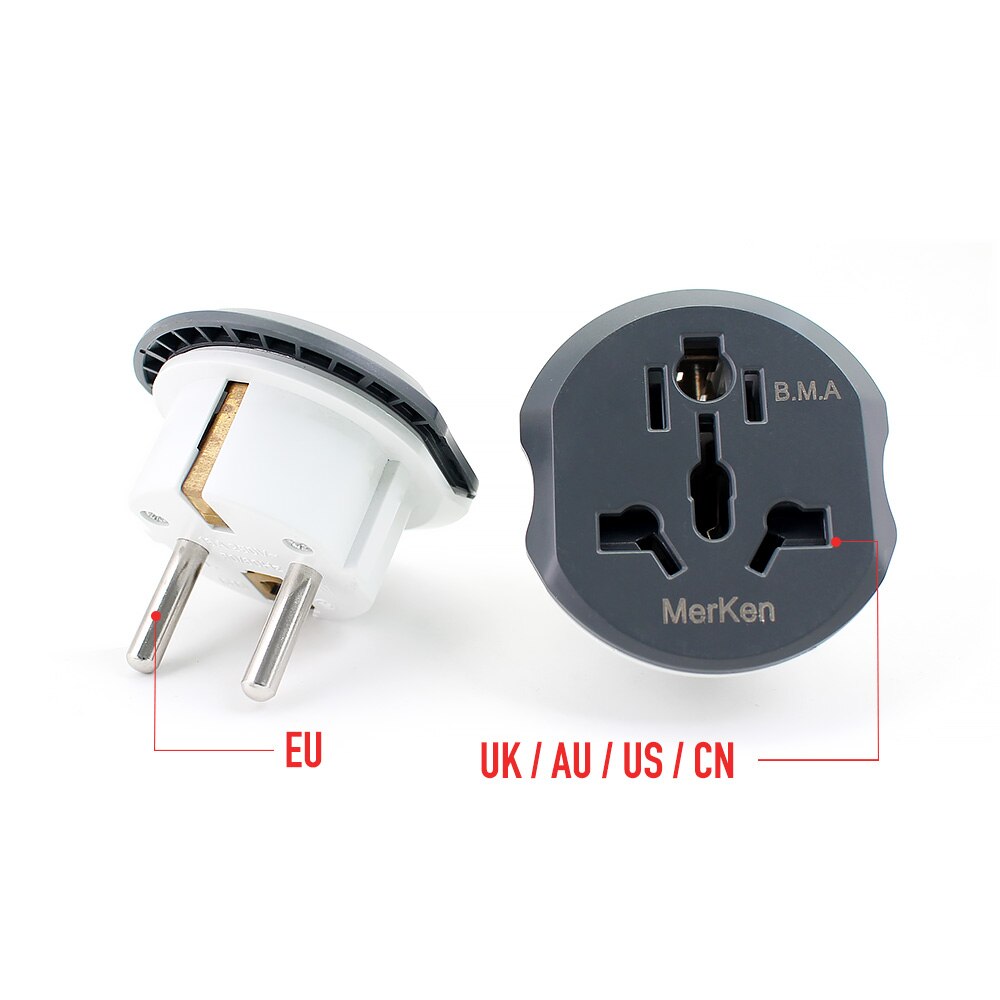 EU Universal Adapter,AU US UK CN To EU,Wall Socket EU Converter 2 Round Socket,AC 16A 250V Travel Power Adapter,3/5/10 Pcs/Set