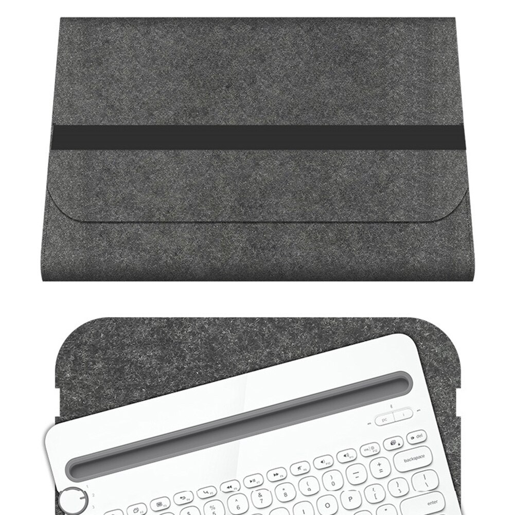 Fleksibelt tastaturpose beskyttende cover bæretaske tilbehør filt anti shock kompakt rejse bærbar til logitech  k380