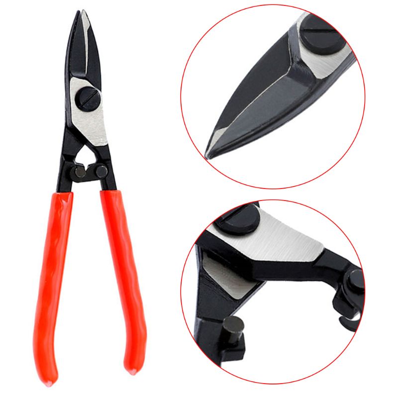Tijeras para cortar láminas de Metal, tijera de estaño de cabeza recta de acero, 7 pulgadas
