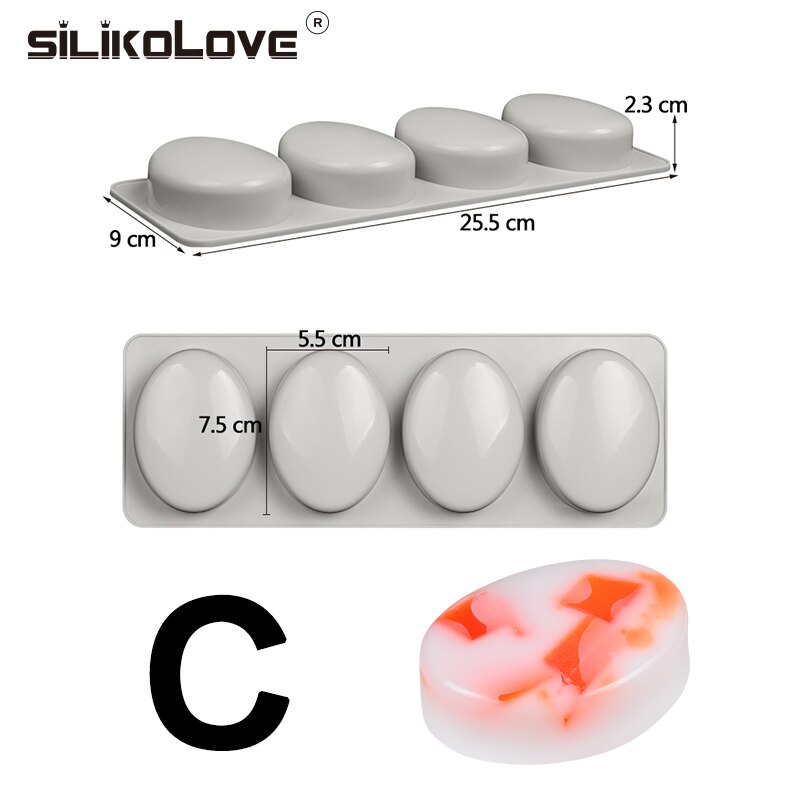 Silikolove Diy Siliconen Zeep Mal Voor Handgemaakte Zeep Maken Vormen 3D Mal Ovale Ronde Vierkante Zeep Mallen Fun