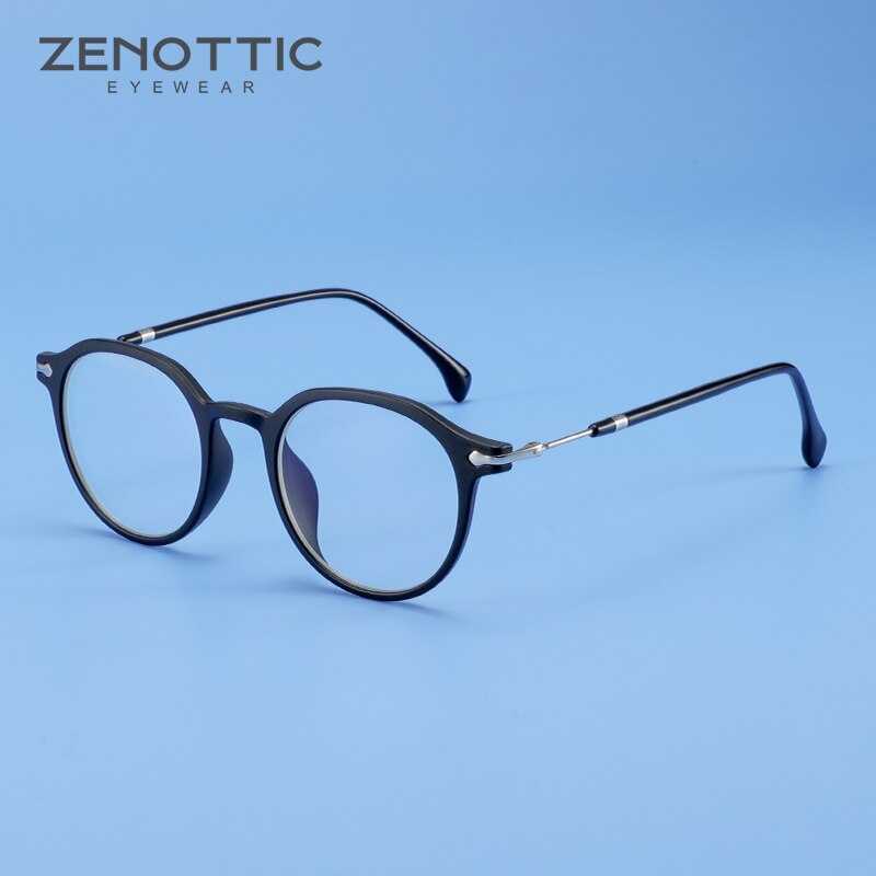 ZENOTTIC-Montura de gafas redondas de acetato Vintage para hombre y mujer, gafas graduadas de de lujo para miopía, óptica Retro