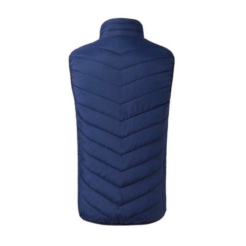 Unisex Electric Heating Pad Battery Heating Sleeveless Vest Winter Heated Outdoor Travel Jacket USB Rechargeable Heating Pad: blue / L