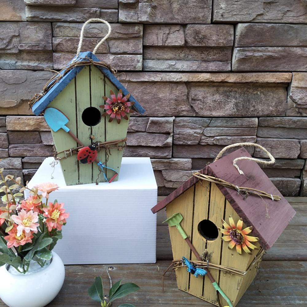Bird House Birdcage Painting Outdoor Garden Yard Hanging Cottage Feeder Nest Crafts Birdhouse Pet Products Bird Accessories