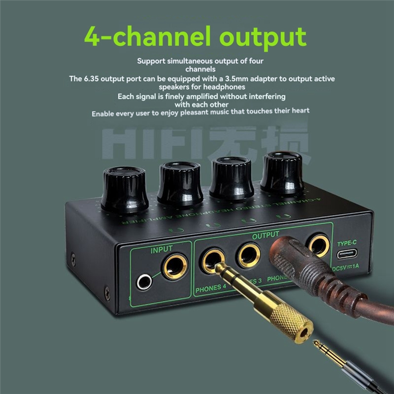 AAAEL-4 Channel Low Noise Stereo Audio Amplifier Headphone Amplifier For Sound Mixer PC Guitar