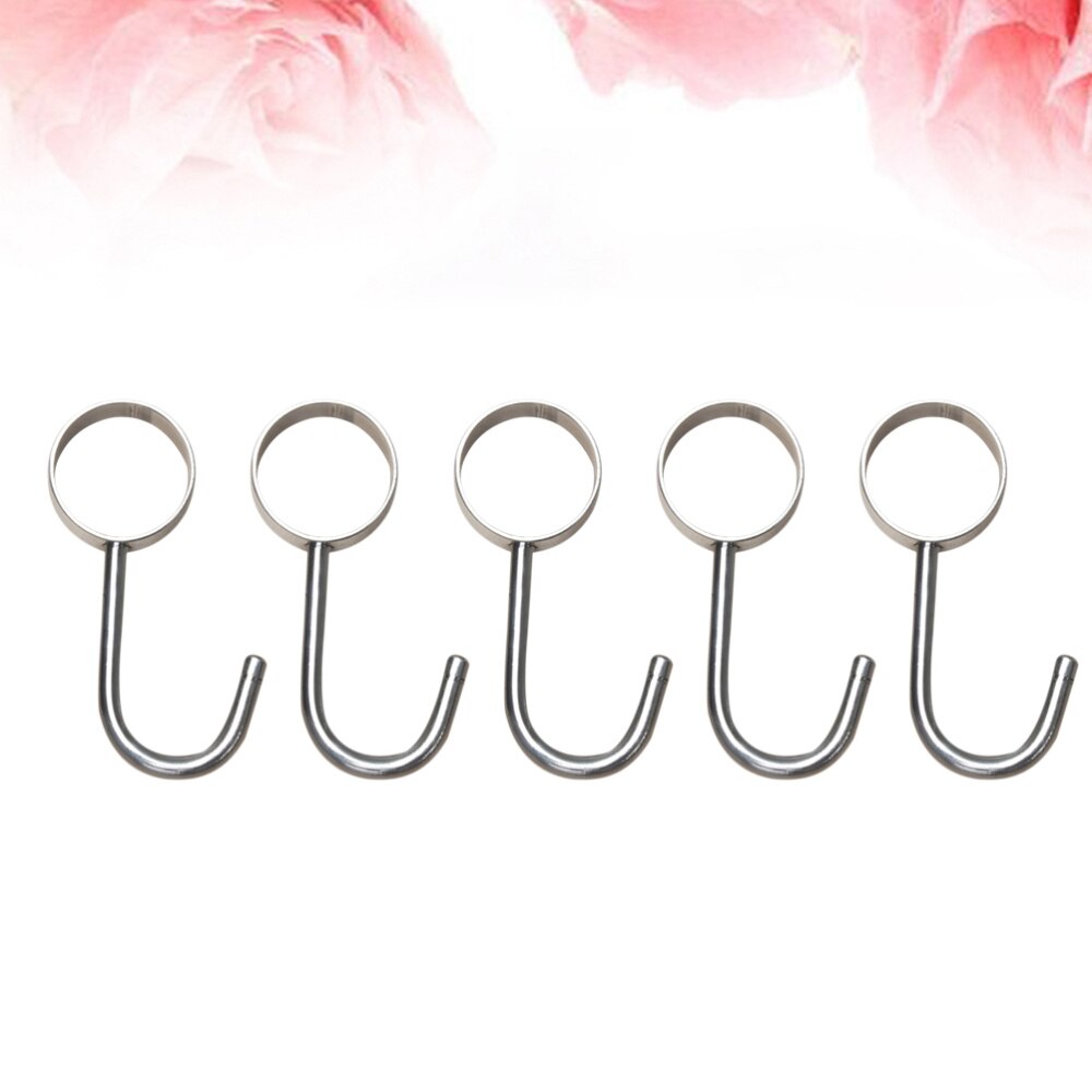 5pcs Hooks Household Reusable Practical Durable Stainless Steel Wall Hanger Hooks for Living Room Home Kitchen