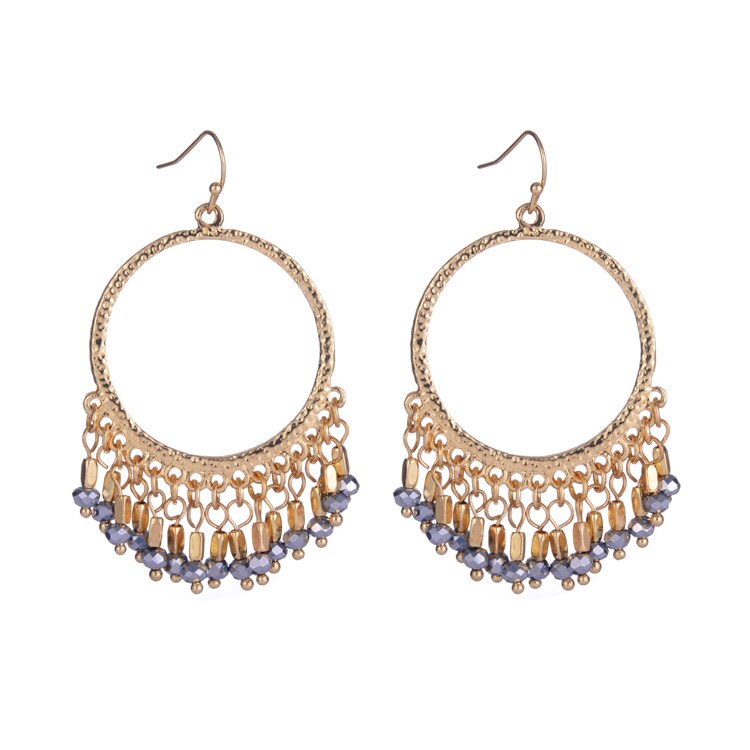 Shineland billige boheme vintage etniske dråbe dingler til kvinder kvast lange perler brincos smykker: D34601 guld