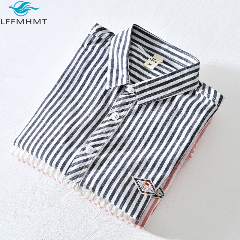 Thin Spring Summer Autumn Men's Clothing Button Turn-down Collar Striped Man Fashion Casual Loose Office Handsome Pockets Shirts main image 1