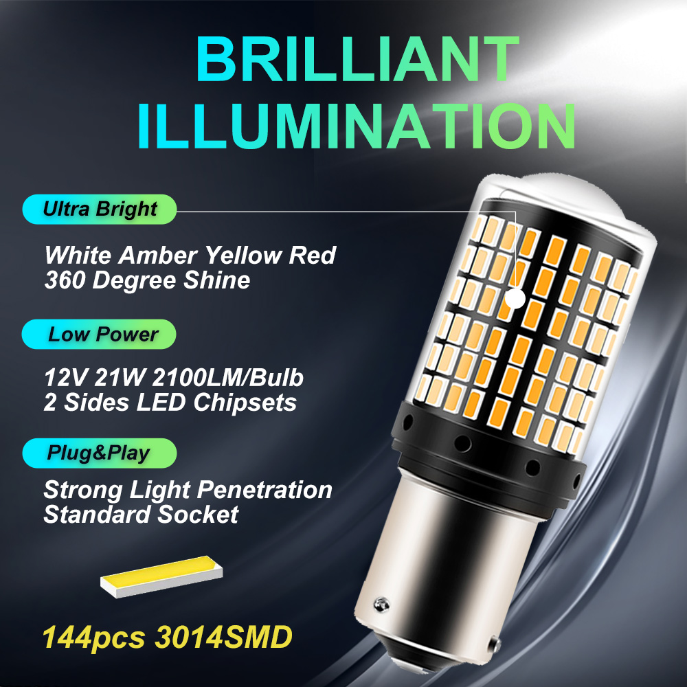 2 stücke 1156 BA15S P21W BAU15S PY21W T20 7440 W21W 3157 1157 P21/5W W21/5W LED-lampen 144smd LED CanBus Lampe Für Blinker Licht