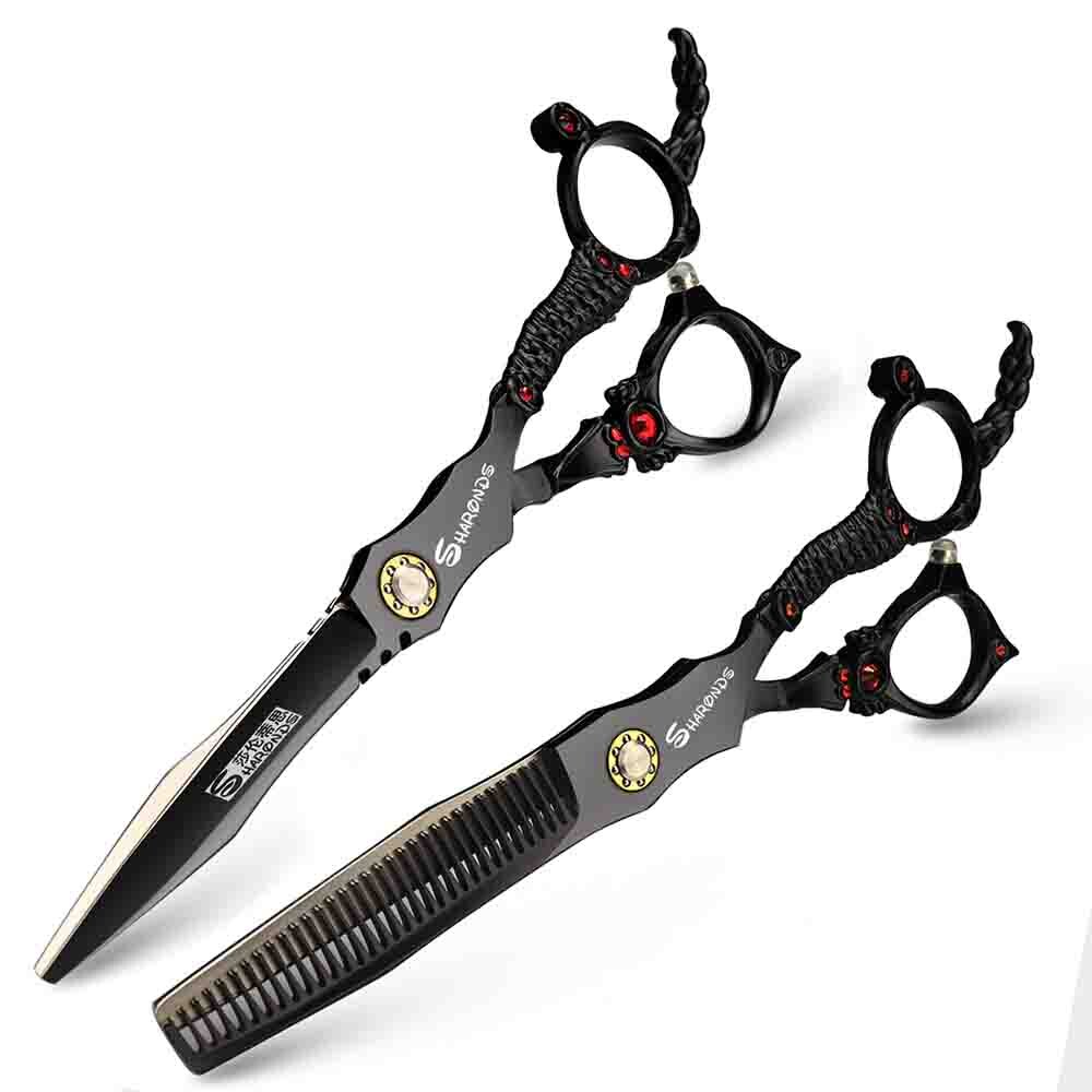Sharonds-ciseaux de coiffure professionnels japonais 440c 6 pouces appartenant au coiffeur