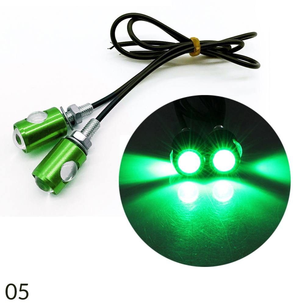 Luz Led estroboscópico de 12v para motocicleta, luz Flash de ojo de águila para motocicleta, foco de luz de freno de advertencia, 2 unidades por par, 7 colores: green