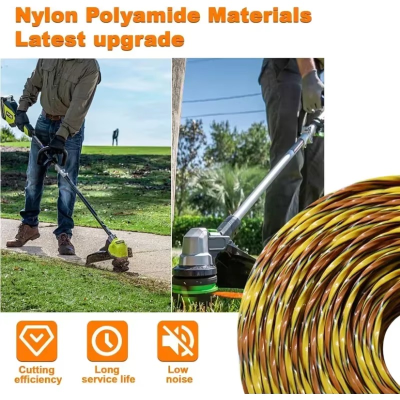 2PCS 2.4/2.7/3.0mm*15m Round Trimmer Steel Nylon Wire Rope Cord Line Brush Cutter Long Grass Replacement Lawn Mower Accessories