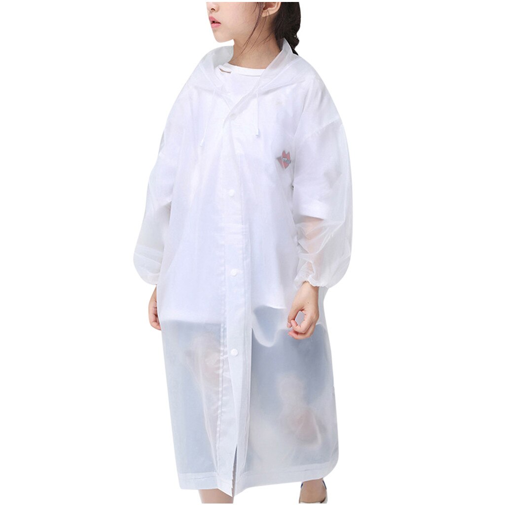 Waterproof Raincoat Kids Children Reusable Outdoor Travel Thickened Rain Coat Thick Transparent Clear EVC Rainwear chubasquero: White 