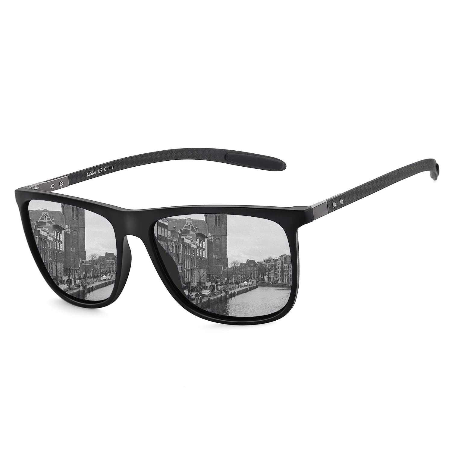 ZENOTTIC gafas de sol polarizadas cuadradas para hombres gafas de sol ultraligeras de fibra de carbono para conducir, pescar, deportes de Golf protección UV400: Gris