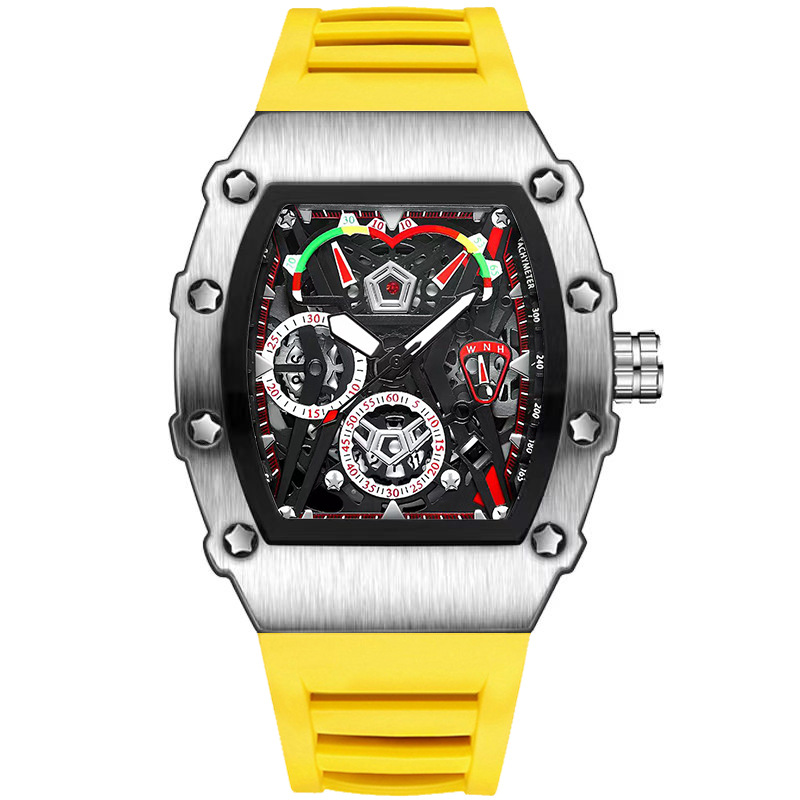 UTHAI CQ309 Herrenuhr Wasserdicht Nachtlicht Kalender Wein Eimer Silikonarmband Quarzuhr Herrenuhren: Gold