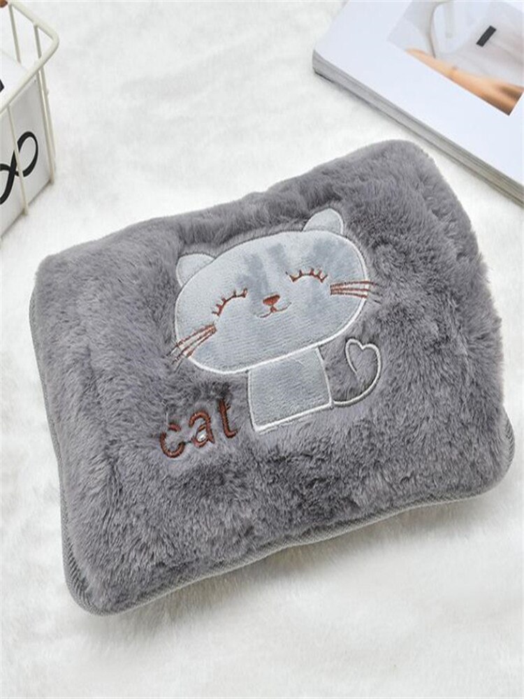 Rechargeable Electric Water Bottle For Pain Relief In Winter Fluffy Home Water Bottle Reusable Hand Warmer Water Bag: A
