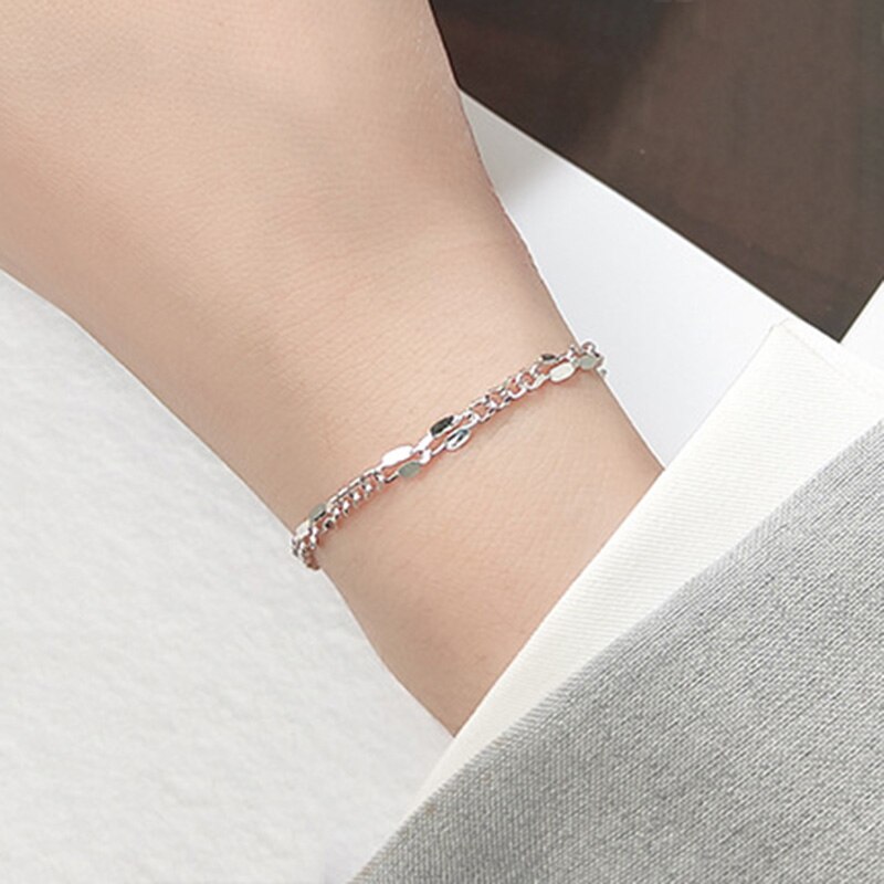 INZATT Real 925 Sterling Silver Geometric Bracelet For Charming Women Party Minimalist Fine Jewelry Hiphop Accessories